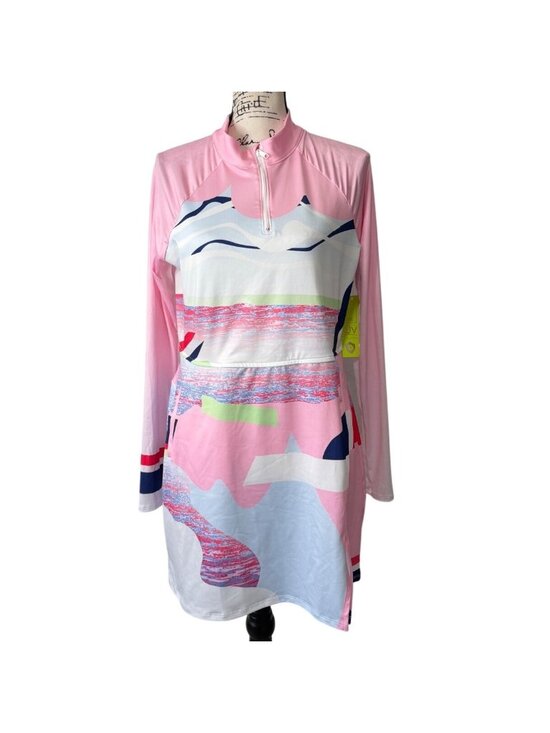 Lucky in Love Dresses & Skirts - Lucky In Love Womens Size M Dress 1/4 Zip Pink Long Sleeve UV 50 Pickleball NEW